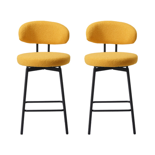 Alexandria Modern Upholstered Sherpa Fabric Counter Height Bar Stools with Back (Set of 2)