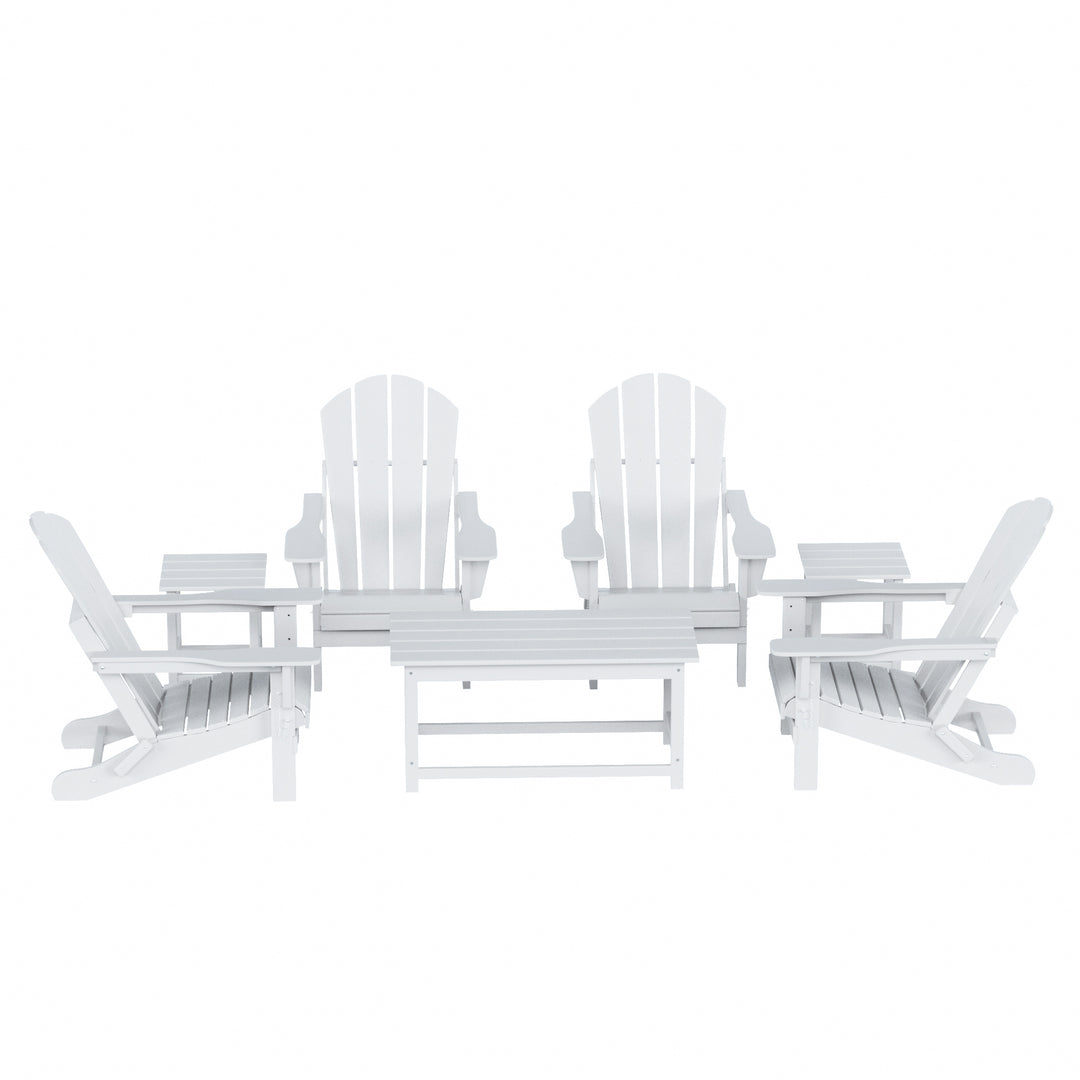 Malibu Westintrends 7-Piece set Outdoor / Patio Adirondack chairs with a Coffee and tWestintrends side tables ( 4 seater )