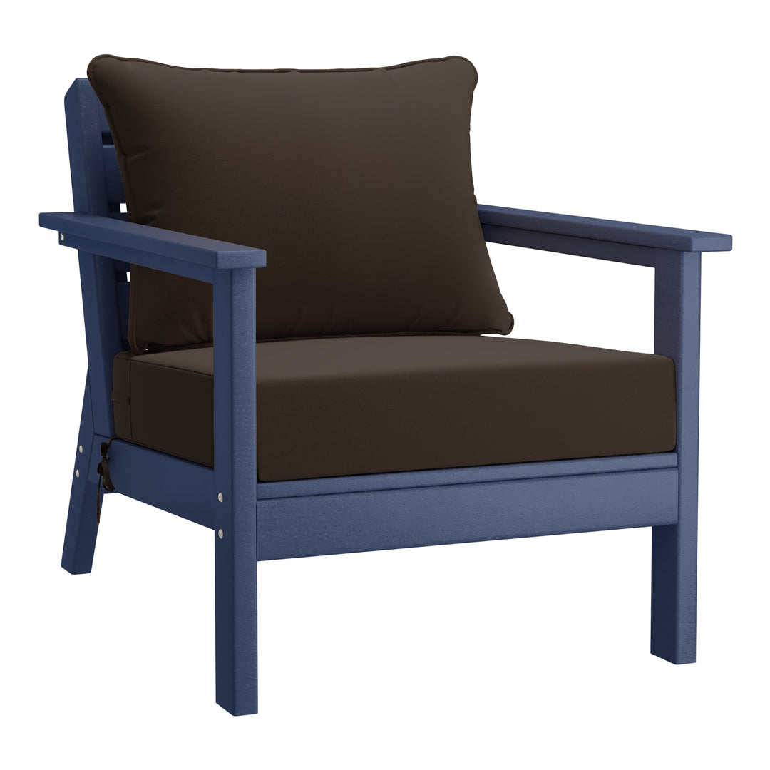 Avalon Outdoor Modern HDPE Patio Club Chairs with Deep Seat Cushions (Set of 2)