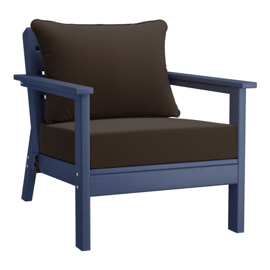 Avalon Outdoor Modern HDPE Patio Club Chairs with Deep Seat Cushions (Set of 2)