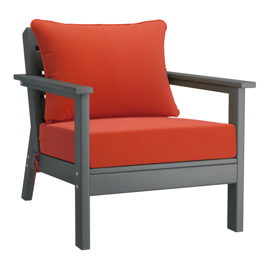 Avalon Outdoor Modern HDPE Patio Club Chairs with Deep Seat Cushions (Set of 2)