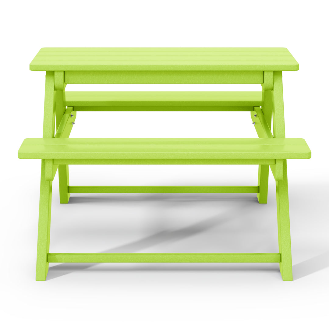 Malibu Outdoor Patio Kids HDPE Plastic Picnic Bench Table