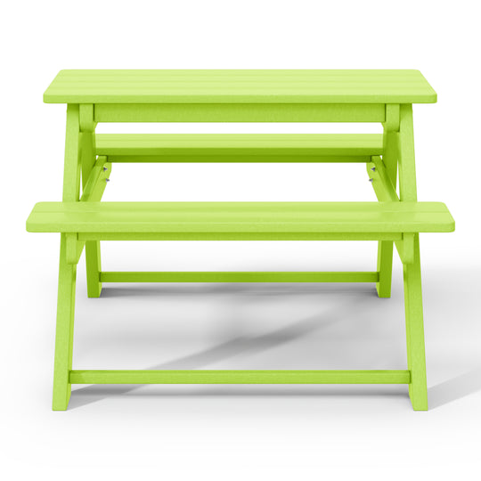 Malibu Outdoor Patio Kids HDPE Plastic Picnic Bench Table