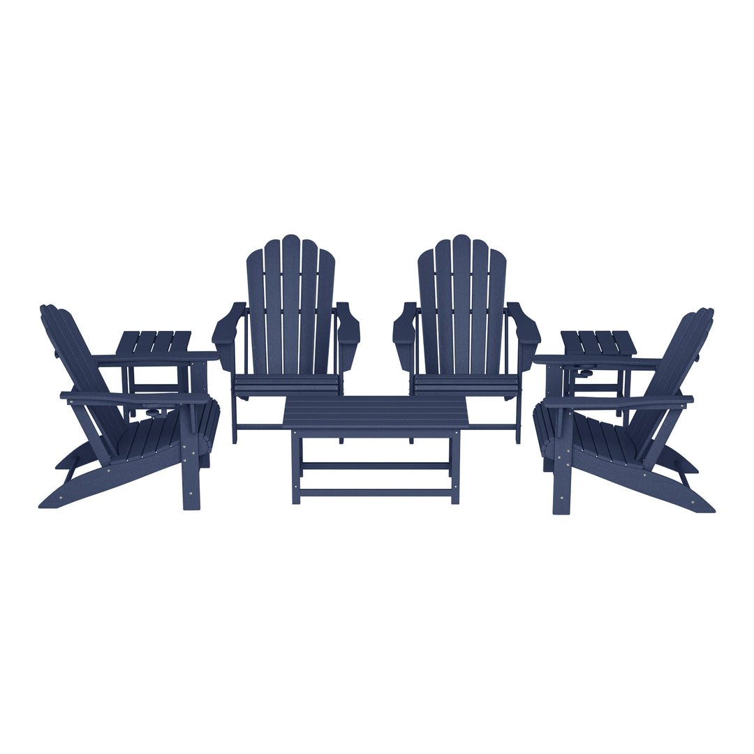 Highland 7-Piece HDPE Outdoor Patio Furniture Adirondack Conversation Set