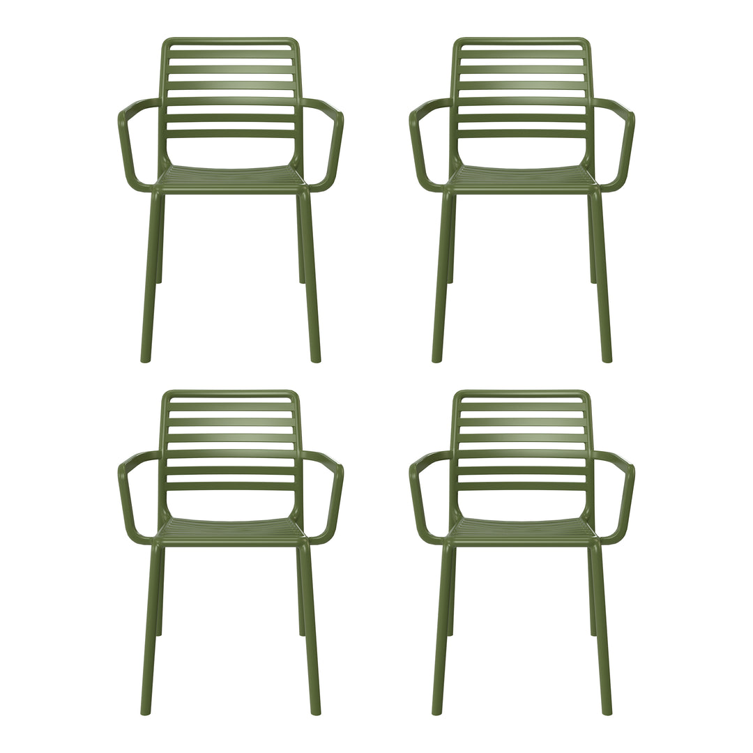 Playa Outdoor Stackable Polypropylene Plastic Resin Dining Armchairs (Set of 4)
