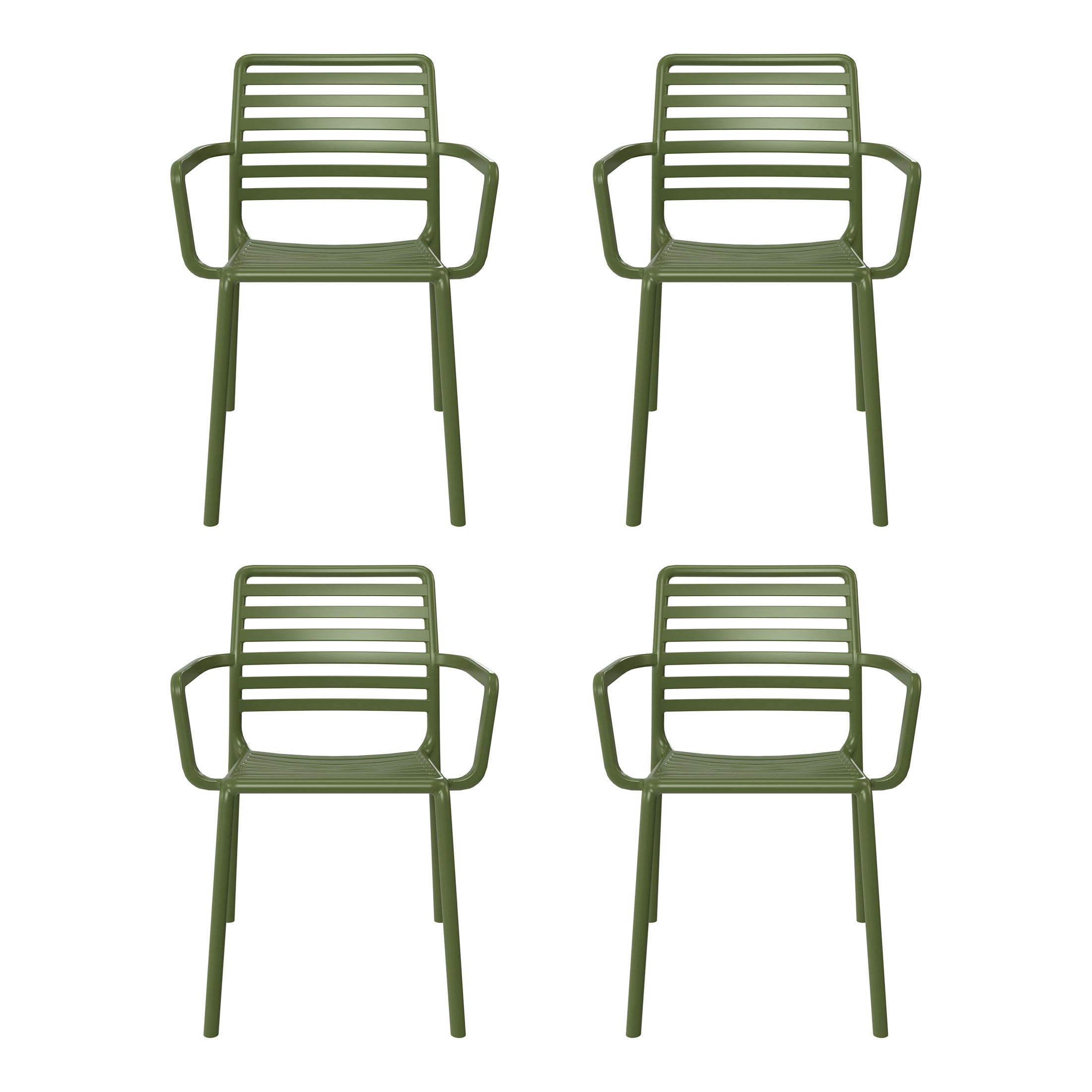 Playa Outdoor Stackable Polypropylene Plastic Resin Dining Armchairs (Set of 4)