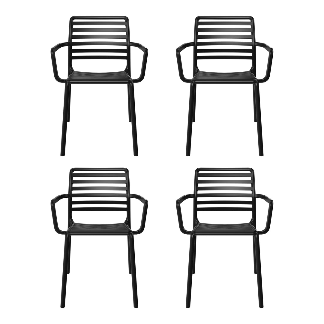 Playa Outdoor Stackable Polypropylene Plastic Resin Dining Armchairs (Set of 4)