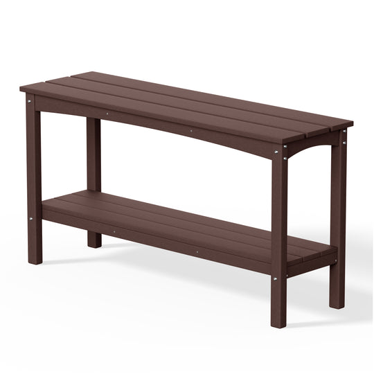 Malibu 55" Outdoor Patio HDPE Adirondack 2-Tier Shelf Console Table
