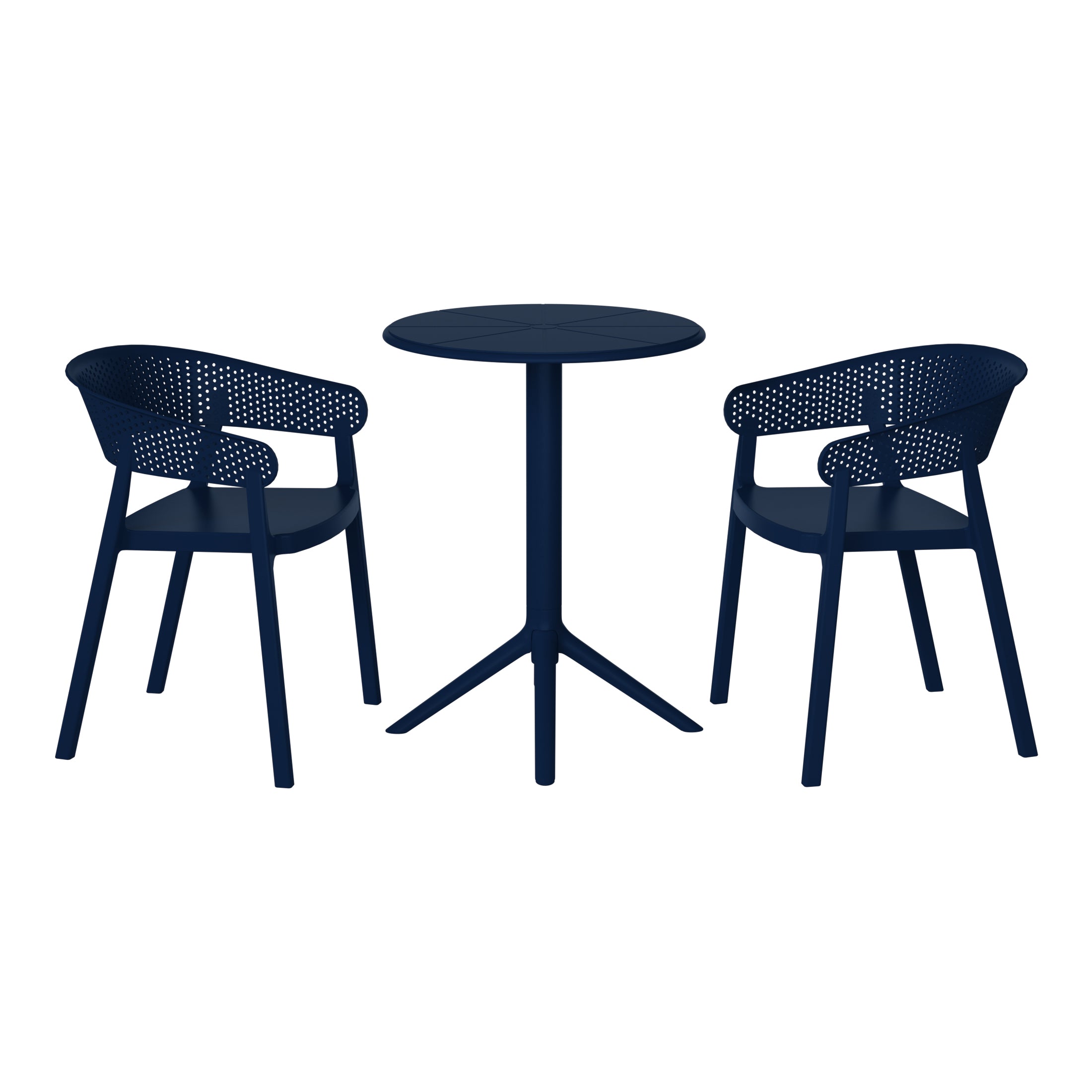 Playa 3-Piece Outdoor Resin Patio Bistro Table Set with Stackable Patio Dining Side Chairs