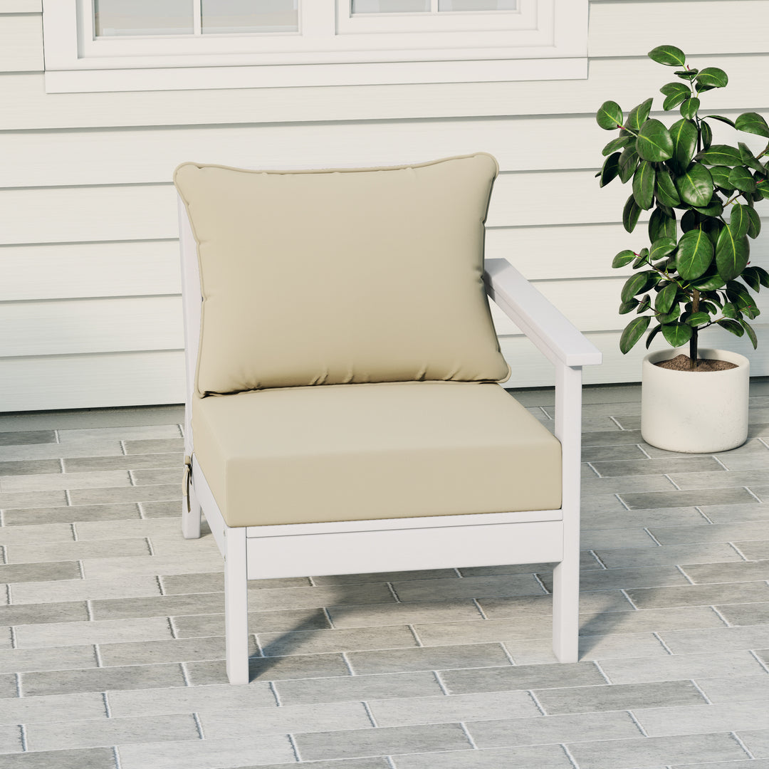 Avalon Outdoor Patio HDPE Right Arm Sectional Corner Club Chair with Patio Cushions