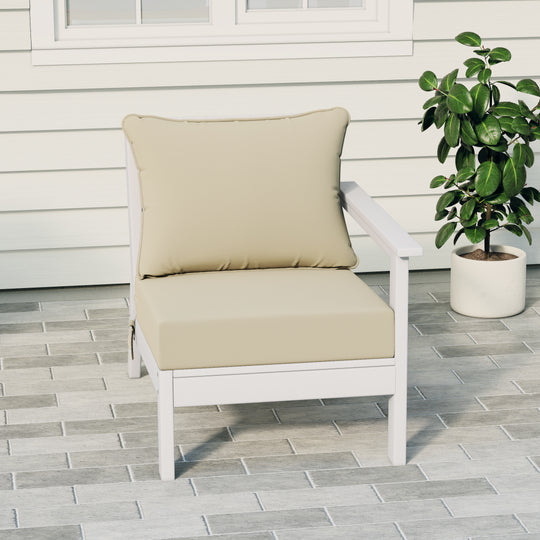Avalon Outdoor Patio HDPE Right Arm Sectional Corner Club Chair with Patio Cushions