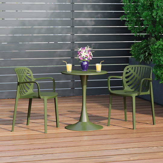 Playa Outdoor Modern Stackable Patio Dining Armchairs (Set of 2)