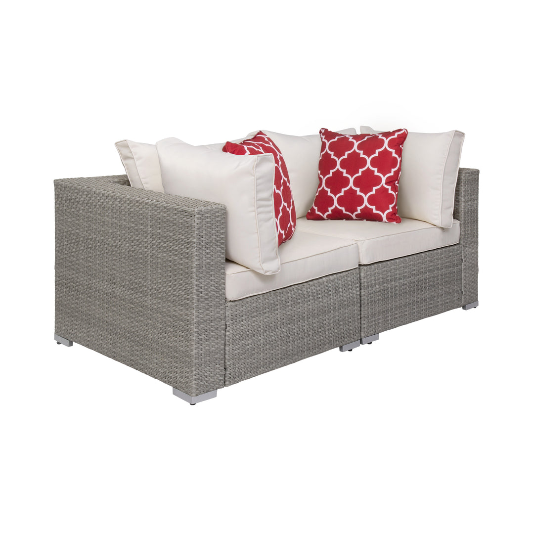 Irvine 2-Piece Outdoor Patio Rattan Wicker Conner Sofa Set