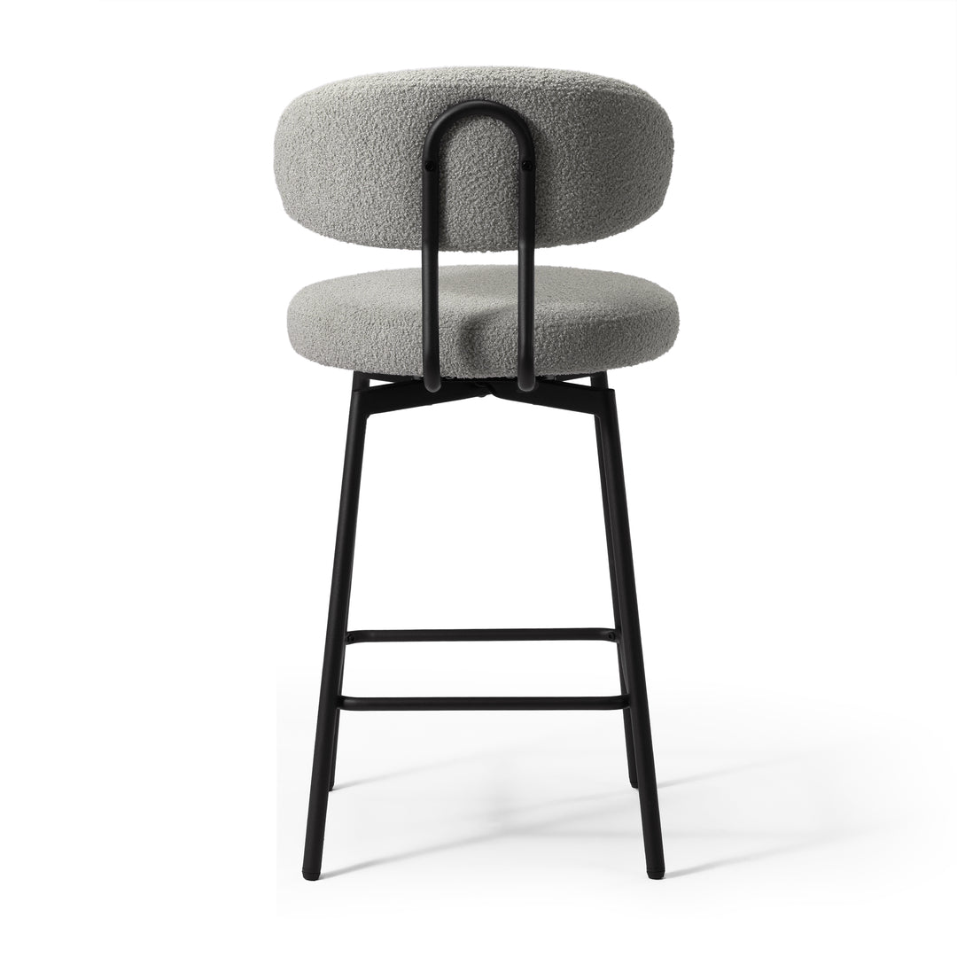 Alexandria Modern Upholstered Sherpa Fabric Counter Height Bar Stools with Back (Set of 2)