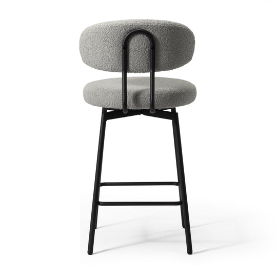 Alexandria Modern Upholstered Sherpa Fabric Counter Height Bar Stools with Back (Set of 2)