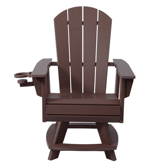 Malibu Outdoor HDPE Swivel Adirondack Patio Dining Chair With Cup Holder