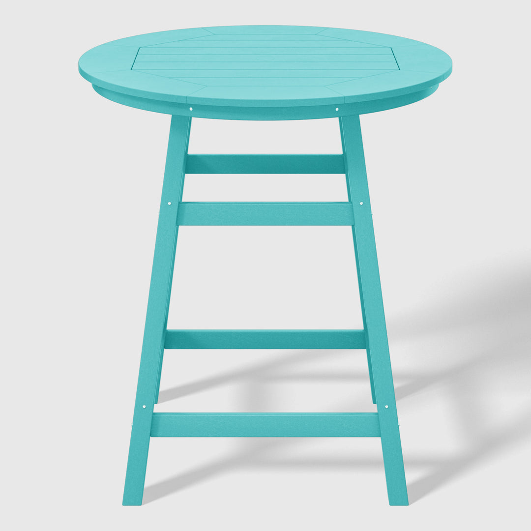 Malibu 5-Piece HDPE Outdoor Patio Dining Bar Bistro Table Set with Counter High Round Bar Stools