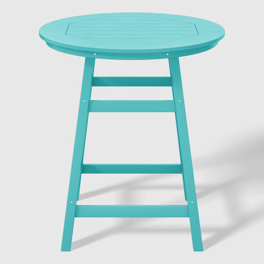 Malibu 5-Piece HDPE Outdoor Patio Dining Bar Bistro Table Set with Counter High Round Bar Stools