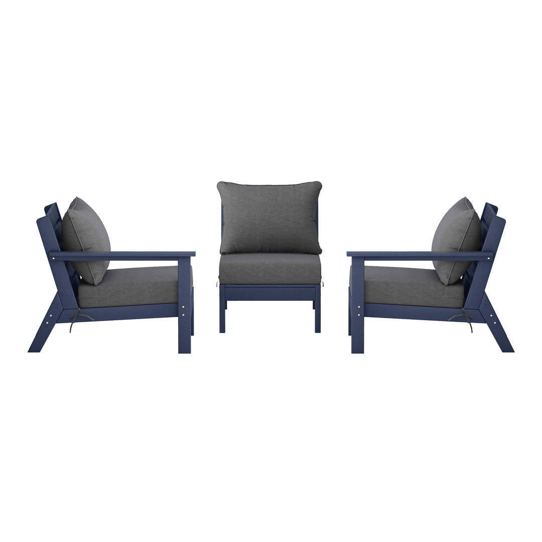 Avalon Outdoor Patio HDPE Sectional Sofa with Patio Cushions