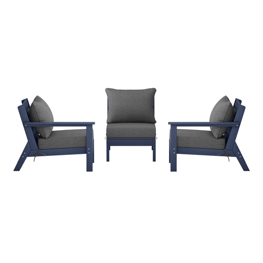 Avalon Outdoor Patio HDPE Sectional Sofa with Patio Cushions