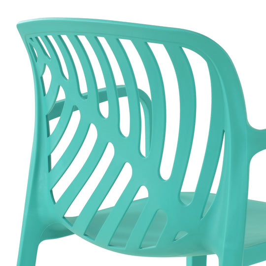 Playa 5-Piece Outdoor Resin Round Patio Dining Table Set with Modern Stackable Patio Dining Chairs
