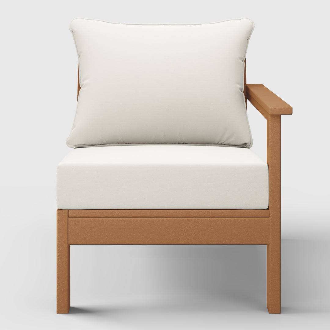 Avalon Outdoor Patio HDPE Right Arm Sectional Corner Club Chair with Patio Cushions