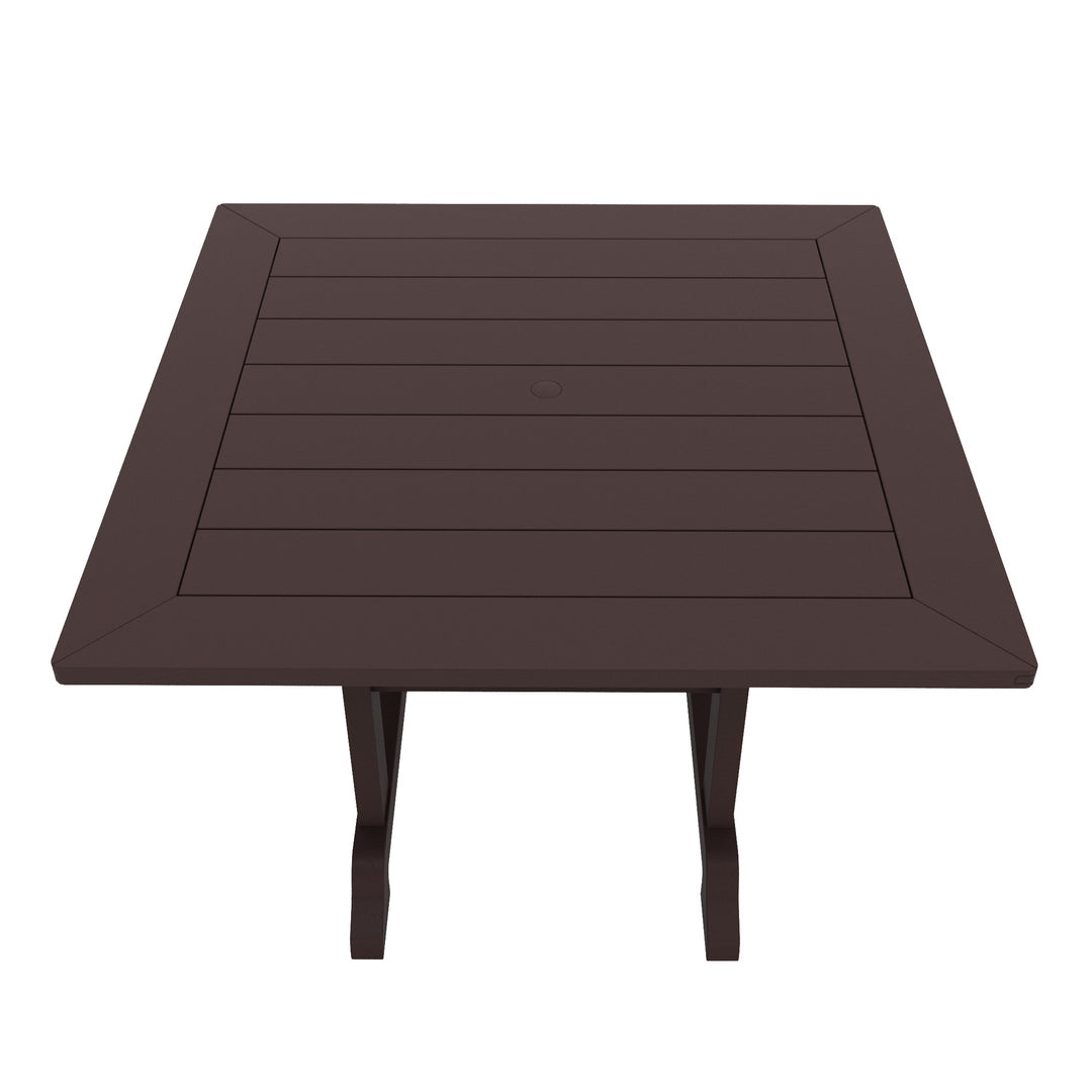 Malibu 5-Piece HDPE Square Patio Dining Table Set with Foldable Chairs