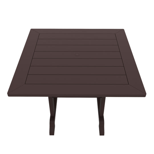 Malibu 5-Piece HDPE Square Patio Dining Table Set with Foldable Chairs