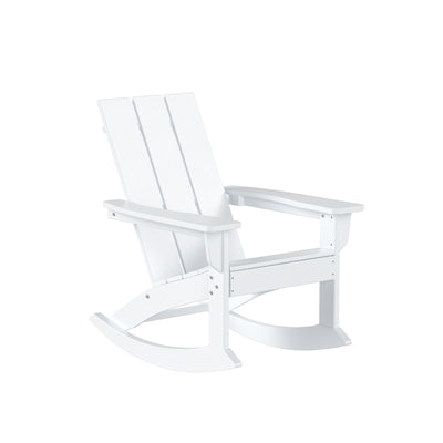 Ashore 3-Piece Modern Rocking Poly Adirondack Chair With Side Table Set