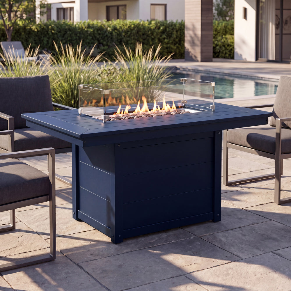Helios 46" Modern Outdoor 55,000 BTU Patio Gas Propane Rectangle Deck Fire Pit Table