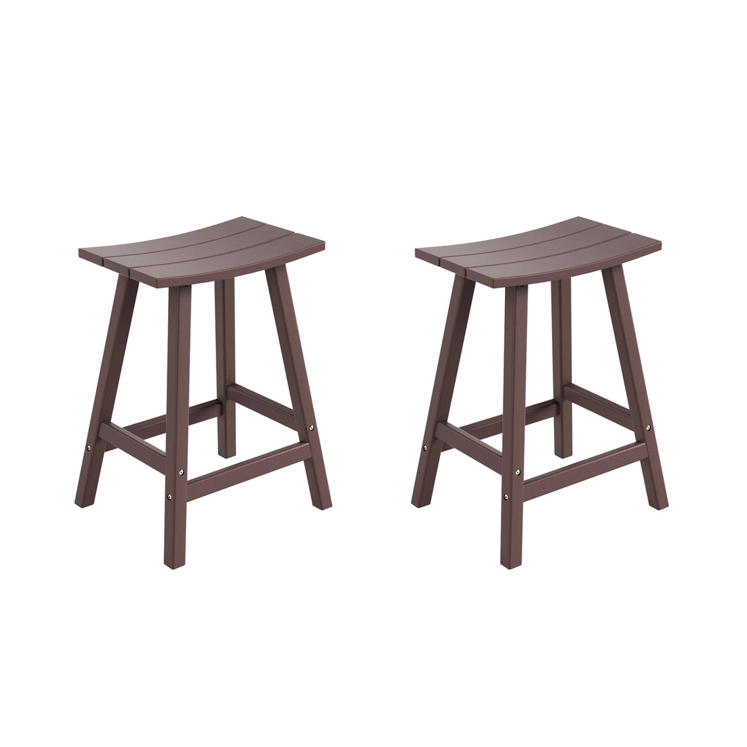 Malibu 2 piece set of 24" height Outdoor / Patio Saddle bar stools
