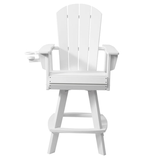 Malibu Outdoor HDPE Swivel Adirondack Bar Height Chair With Cup Holder