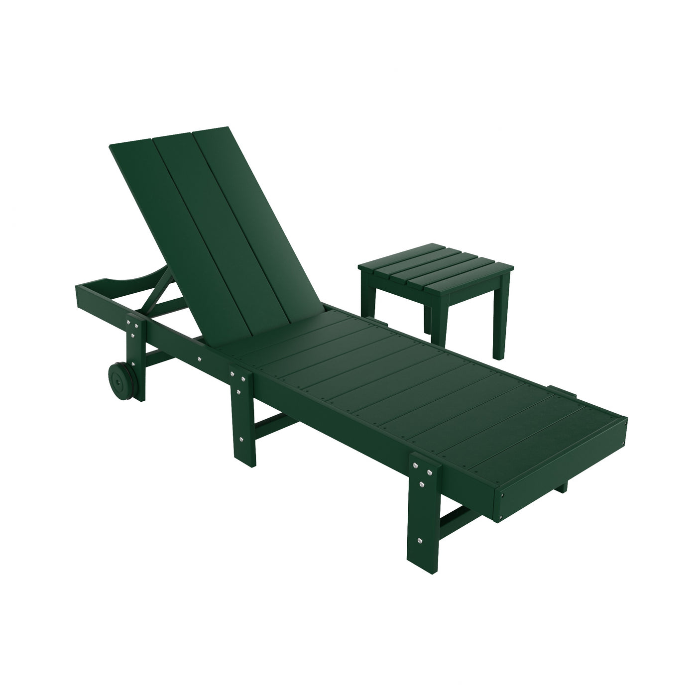 Ashore 2 Piece Modern Poly Reclining Chaise Lounge With Wheels