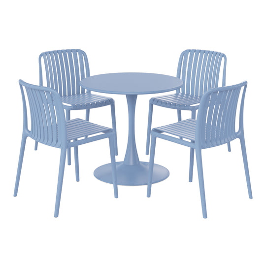Playa 5-Piece Outdoor Metal Dining Table Set And Stackable Resin Patio Chairs