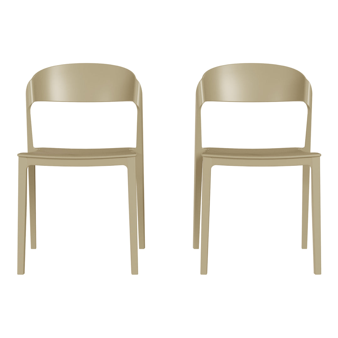 Playa Outdoor Modern Stackable Plastic Patio Bistro Dining Side Chairs (Set of 2)
