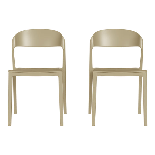 Playa Outdoor Modern Stackable Plastic Patio Bistro Dining Side Chairs (Set of 2)
