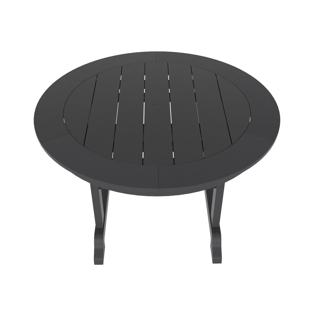 Malibu 5-Piece HDPE Round Patio Dining Table Set with Foldable Chairs