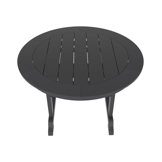 Malibu 5-Piece HDPE Round Patio Dining Table Set with Foldable Chairs