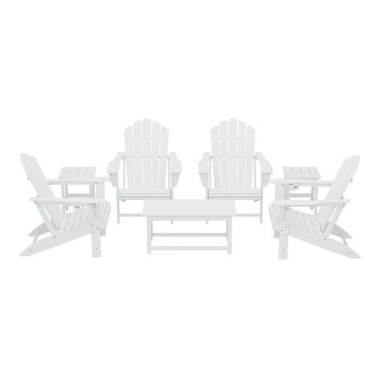 Highland 7-Piece HDPE Outdoor Patio Furniture Adirondack Conversation Set