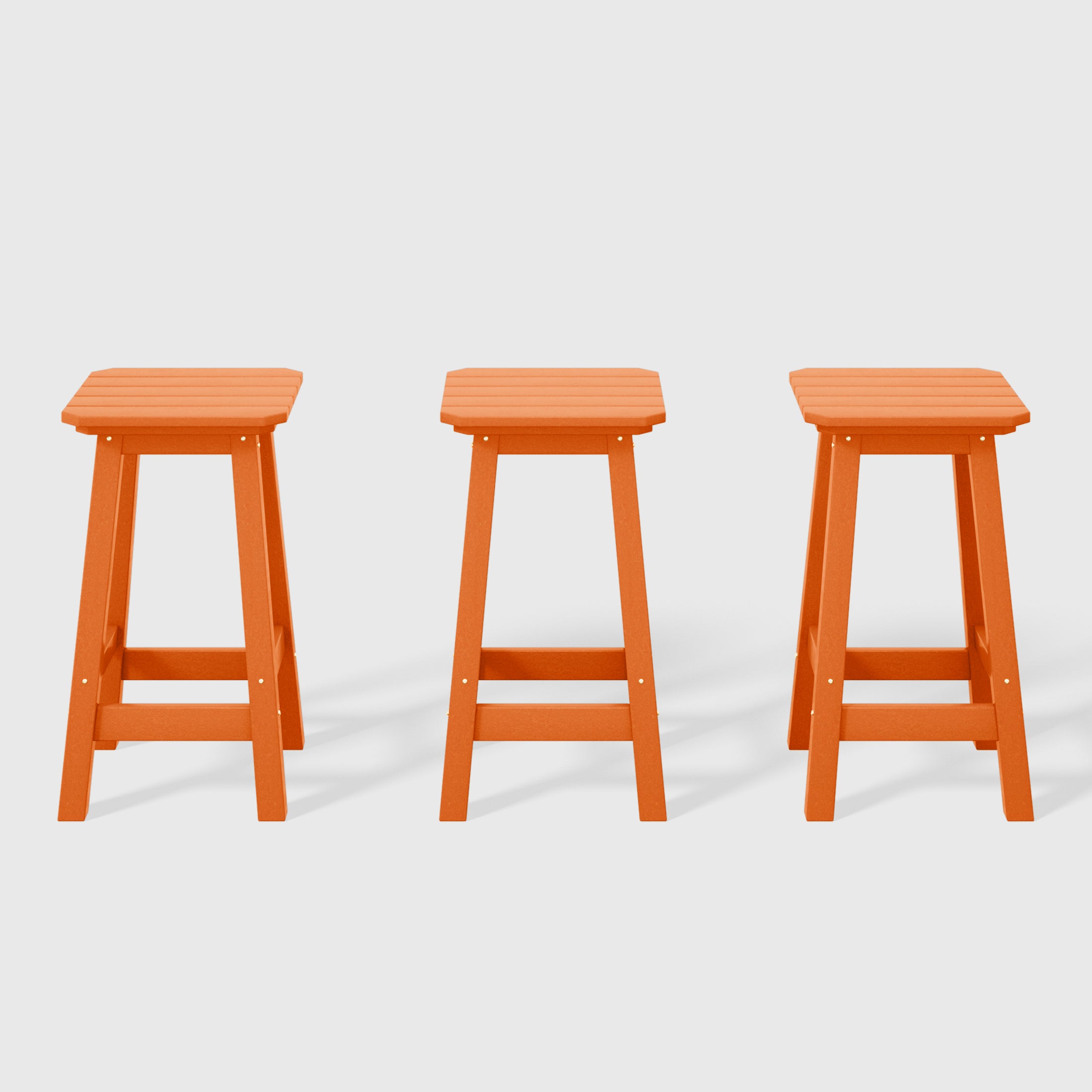 Malibu 24" HDPE Outdoor Patio Counter High Backless Square Bar Stools Set of Three