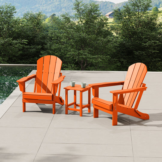 Malibu 3-Piece set Outdoor / Patio Poly Adirondack chair set with a side table ( 2 seater )