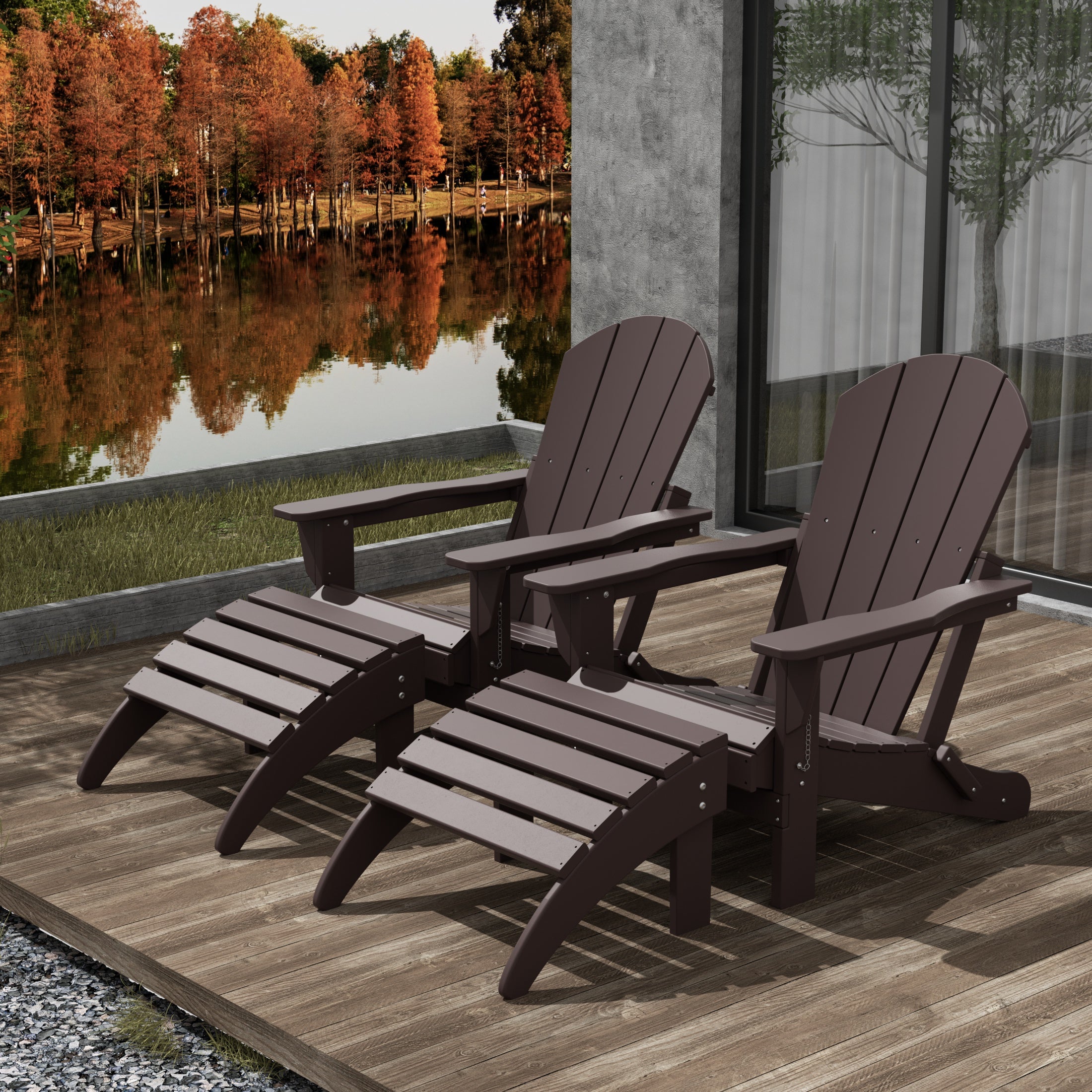 Malibu 4-Piece set classic Adirondack chairs with ottoman (2 seater)