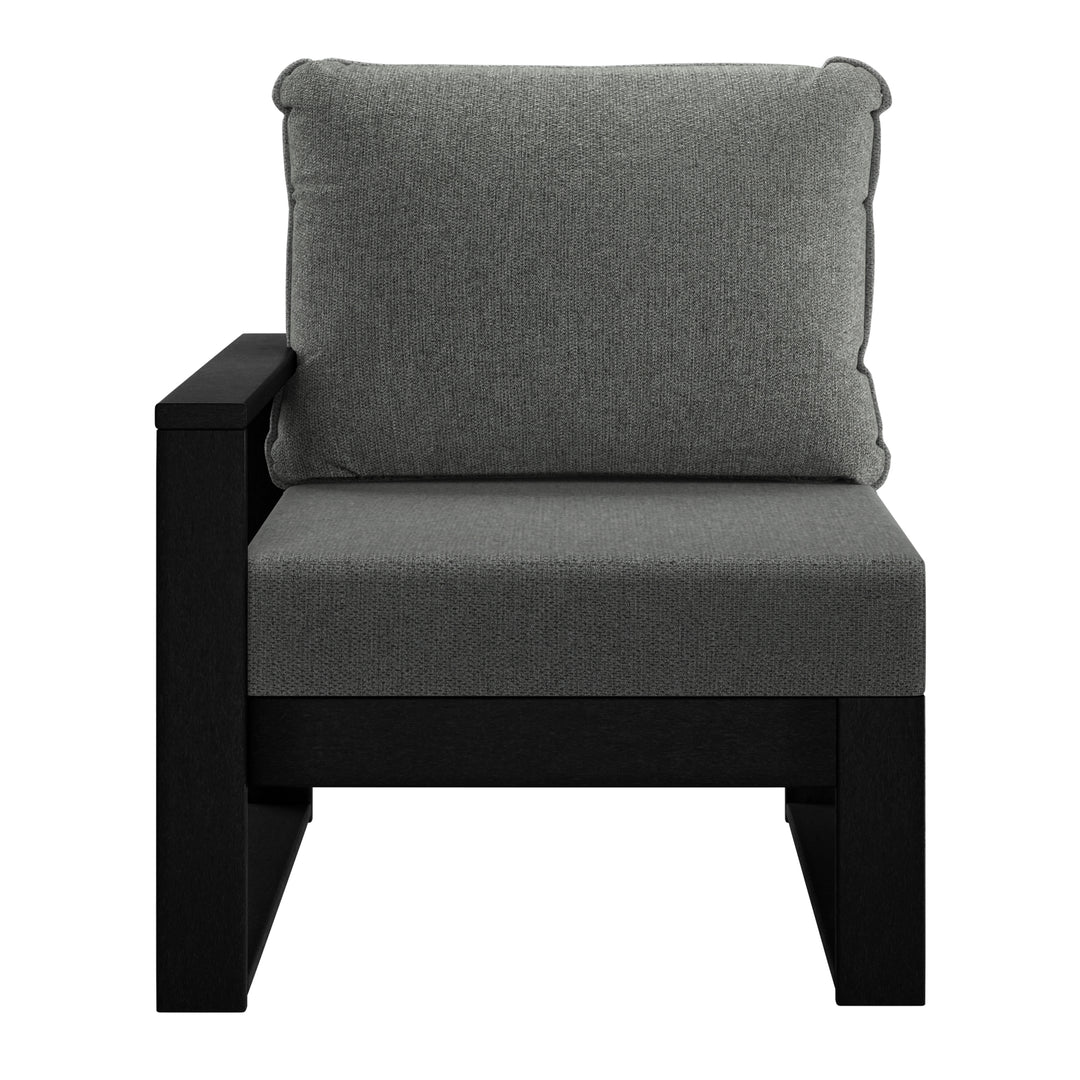 Outdoor HDPE Left Arm Sectional Patio Corner Club Chair with Patio Cushions