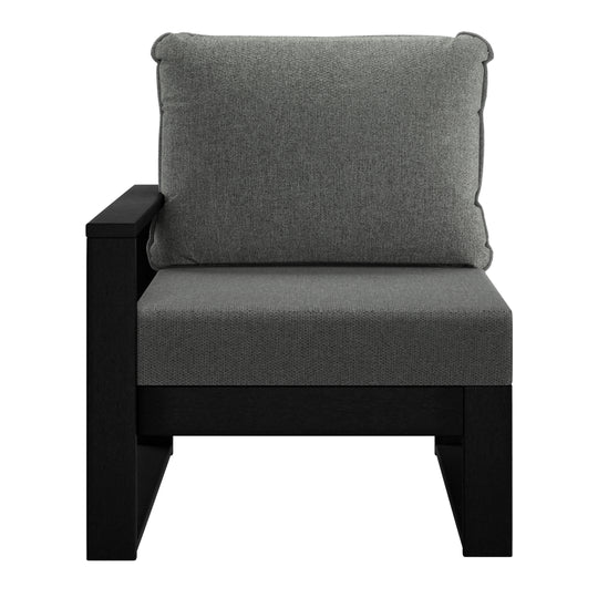 Outdoor HDPE Left Arm Sectional Patio Corner Club Chair with Patio Cushions