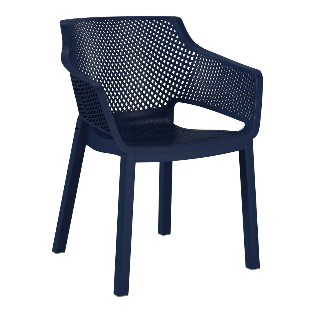 Playa Outdoor Modern Stackable Plastic Resin Patio Dining Armchair (Set of 4)