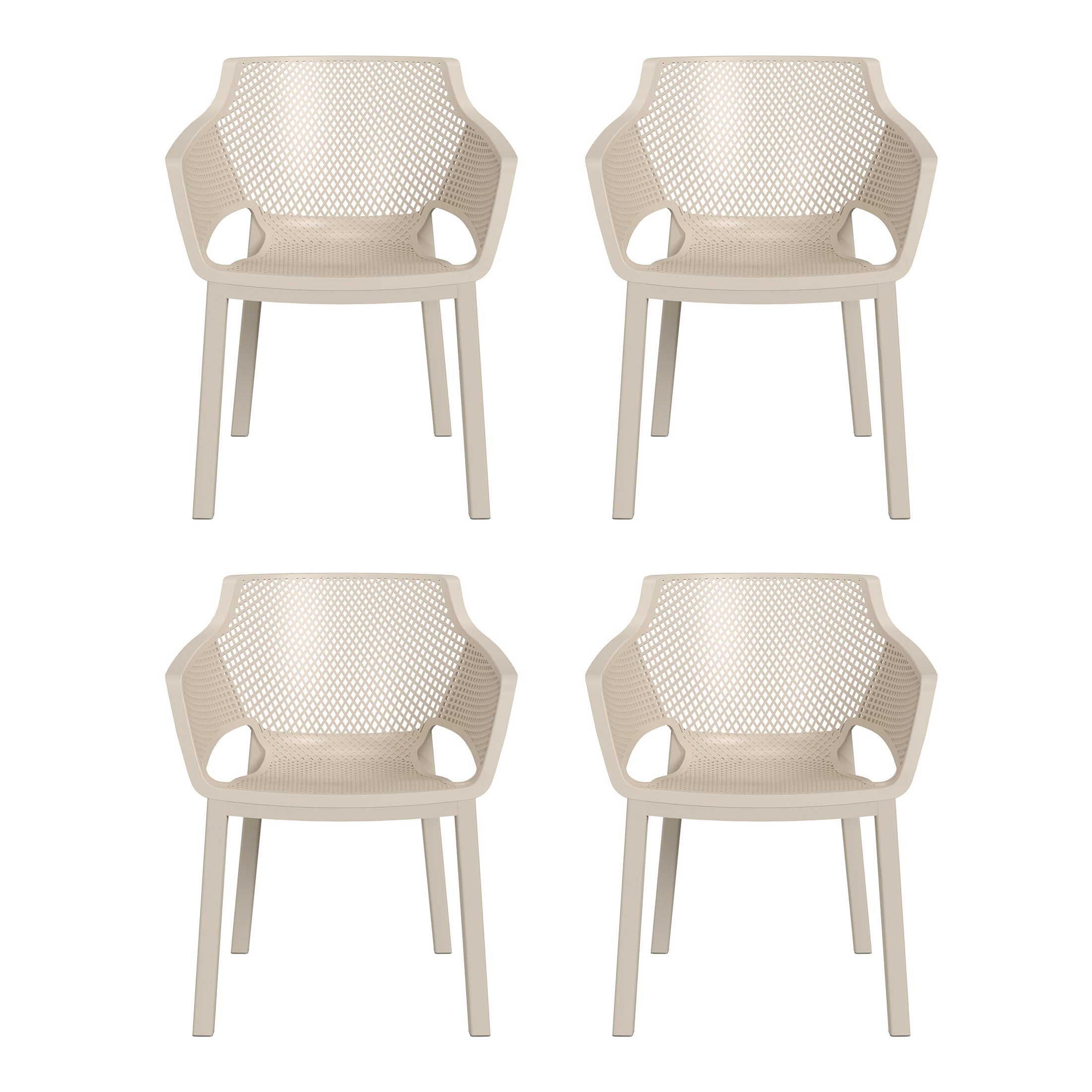 Playa Outdoor Modern Stackable Plastic Resin Patio Dining Armchair (Set of 4)