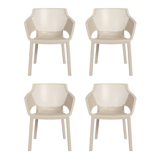 Playa Outdoor Modern Stackable Plastic Resin Patio Dining Armchair (Set of 4)