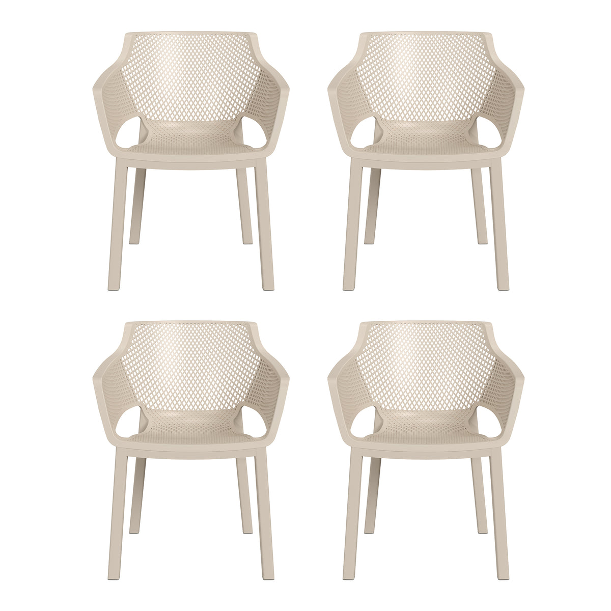 Playa Outdoor Modern Stackable Plastic Resin Patio Dining Armchair (Set of 4)