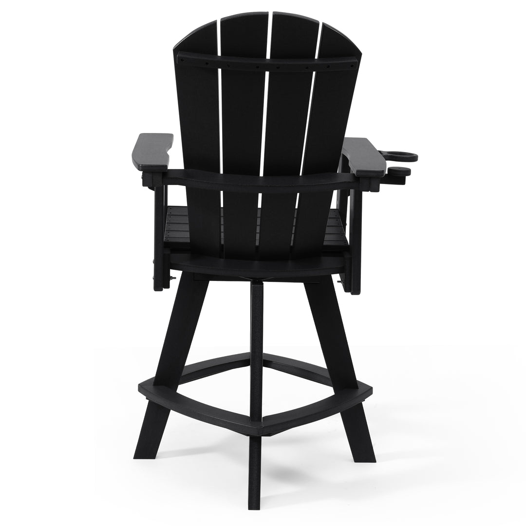 Malibu Outdoor HDPE Swivel Adirondack Bar Height Chair With Cup Holder