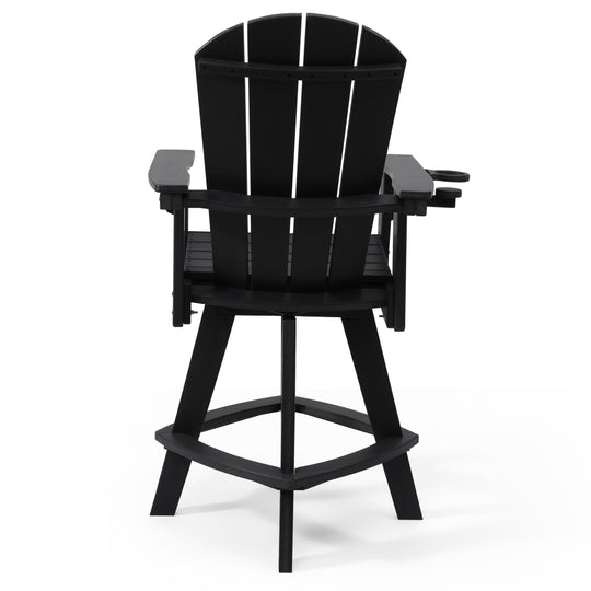 Malibu Outdoor HDPE Swivel Adirondack Bar Height Chair With Cup Holder